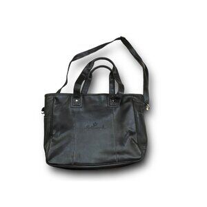 Black Leather Adjustable Shoulder Strap Tote Bag Purse by Leed’s For Hallmark